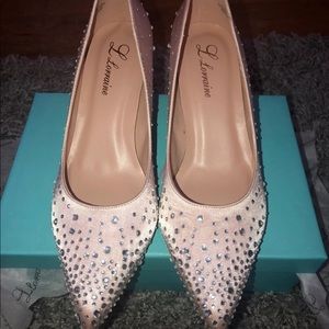 Champagne Satin Sparkled Heels